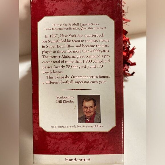 Joe Namath Football Legends Hallmark Keepsake Ornament NIB - Picture 5 of 5